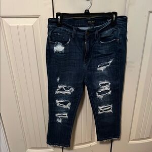 Judy Blue Ankle Cropped Distressed Blue Jeans